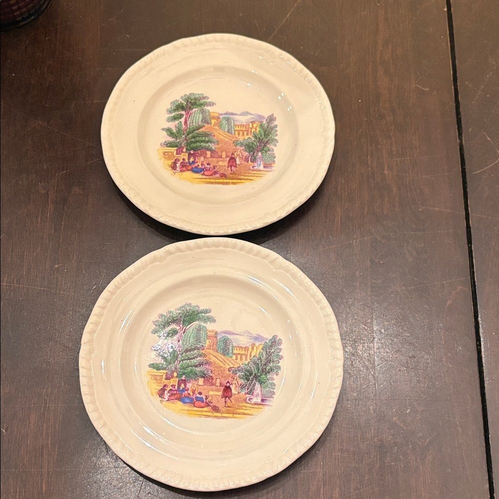 Vintage Copeland Spode Set of 2 Campagna Transferware bread plates